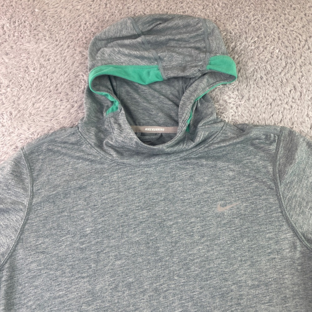 Nike Running Hoodie Womens Small Green Dri-FIT Scuba Ponytail Port 634812-390